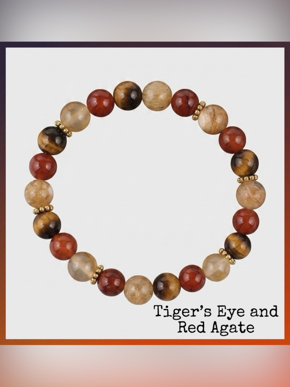 Natural Handmade Tiger’s Eye & Red Agate Bohemian Career Bracelet brand new